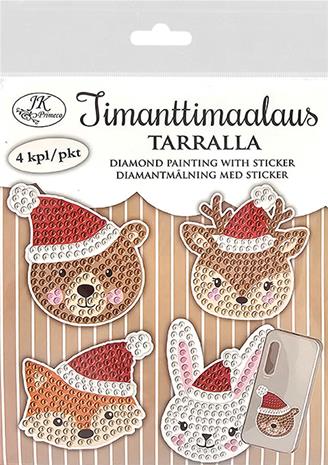 Timanttimaalaus tarralla - Joulueläimet, 4kpl