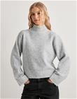 Nelly - Harmaa - Contrast Turtle Neck Knit Sweater