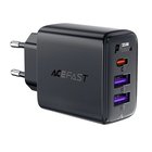 GaN-laturi 3-porttinen USB-A ja USB-C, musta