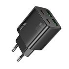 Laturi 2xUSBC + 2xUSB, jopa 30W, QuickCharge jopa 20V1,5A: Hoco N56 Musta