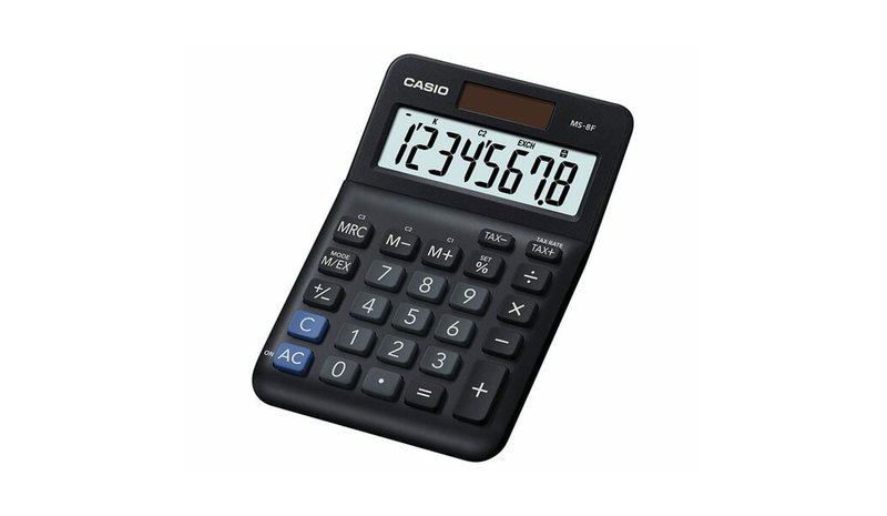 Casio laskin ms 8 f, musta – kuva 1/1
