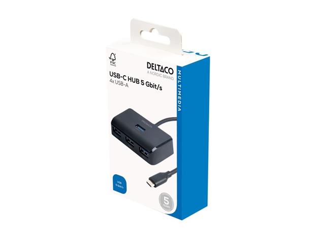 USB-C hub, 5 Gbps, 4x USB-A, black – kuva 3/4