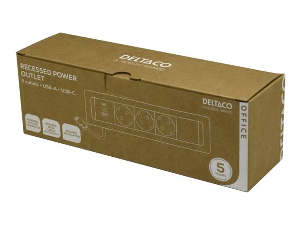 Deltaco OFFICE Power Strip - 3 Outlets