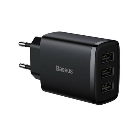 Baseus Compact Quick Charger 3x USB 17W (Black)
