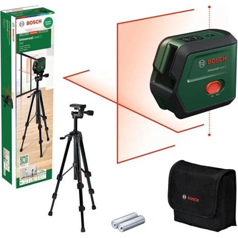 Bosch UniversalLevel 2 (0603663F01) 2xAA, ristilinjalaser + tarvikesarja