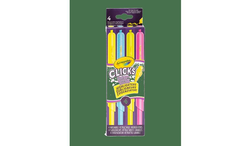 Crayola Clicks Retractable Highlighters 4 Pcs