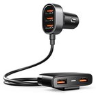 Nopea autolaturi 5x USB 6.2A jatkojohdolla, musta