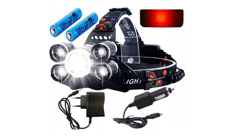 Otsalamppu 5XLED CREE 18650-paristoilla – kuva 1/1