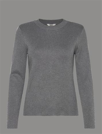 OBJECT Objester Sli L/S Knit Pullover Noos - MEDIUM GREY MELANGE - M
