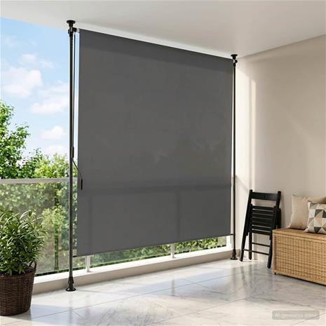 vidaXL Ulkorullaverho Vaaleanharmaa 100 x 270 cm