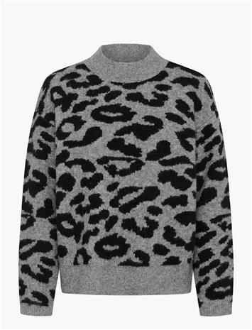 KAFFE Kasandra Pullover Ls - LGM/BLACK LEOPARD - S – kuva 2/3