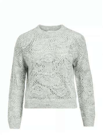 OBJECT Objluca L/S Re Pattern Knit Pullover 140 - MEDIUM GREY MELANGE - L