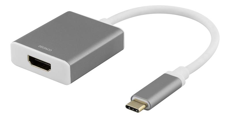 Deltaco USB-C HDMI -adapteri, Harmaa