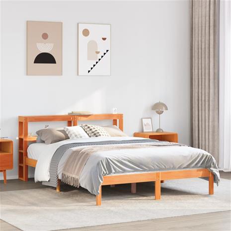 vidaXL Sängynrunko päädyllä vahanruskea 120x190 cm täysi mänty