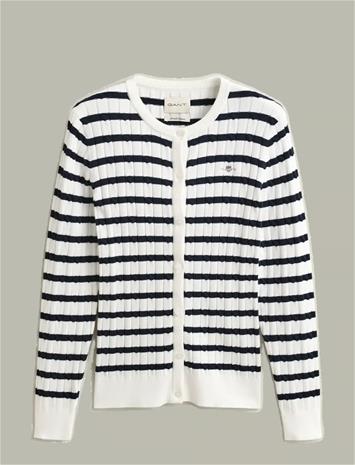 GANT Stretch Cotton Cable Stripe Cardi - EGGSHELL - S – kuva 2/3