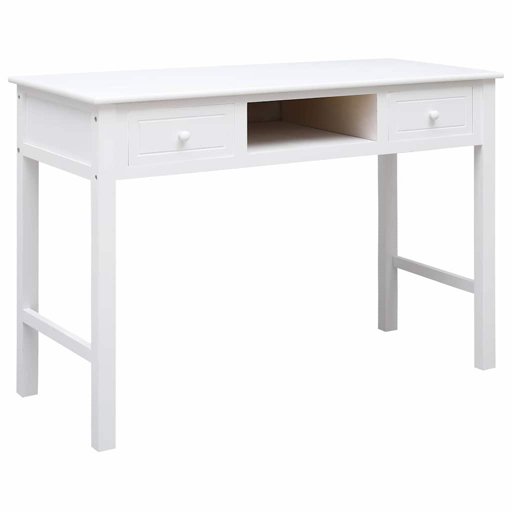 vidaXL Kirjoituspöytä valkoinen 110x45x76 cm puinen