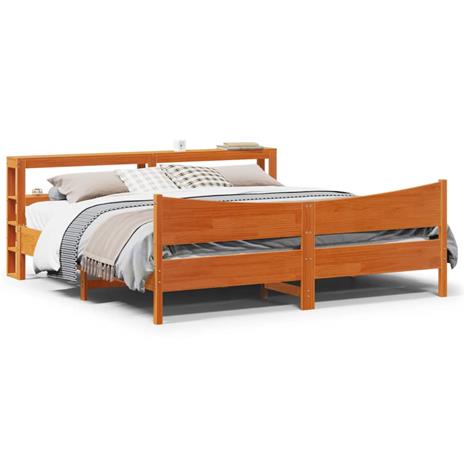 vidaXL Sängynrunko päädyllä vahanruskea 200x200 cm täysi mänty