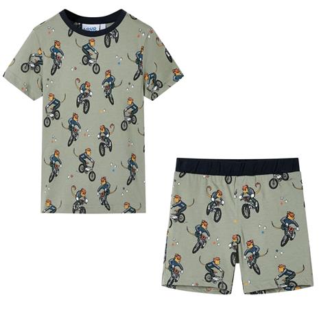 Lasten lyhythihainen pyjama vaalea khaki 116 – kuva 6/6