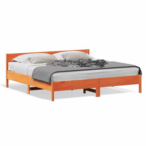 vidaXL Sängynrunko päädyllä vahanruskea 200x200 cm täysi mänty