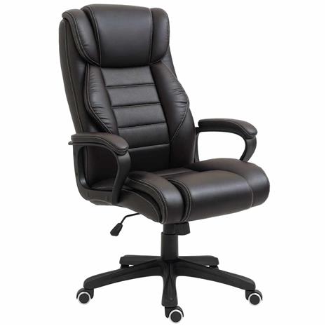 Toimistotuoli hierontaominaisuudella, korkeussäädettävä johtajantuoli, ergonominen työtuoli, 6 värinäpistettä, ruskea