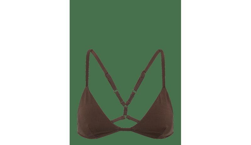 MONKI Crossback Triangle Bikini Top - BROWN DARK - S – kuva 1/2