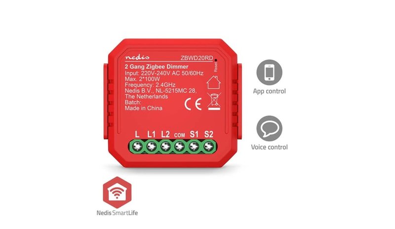 Nedis SmartLife Switch Zigbee 3.0 2x100 W Terminal connection Red – kuva 2/3