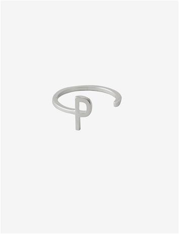 Design Letters Ring Silver A-Z P – kuva 3/4