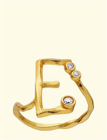Maanesten E Alphabet Ring - Gold - 57