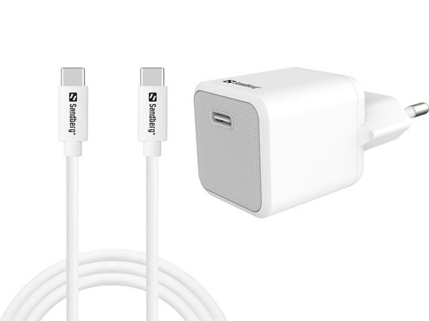 Sandberg USB-C AC Charger +USB-C>C 1M -USB-laturi