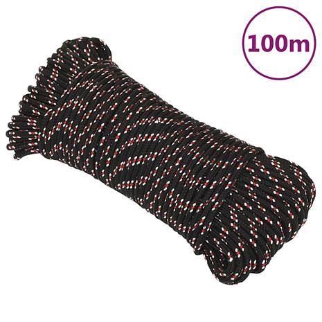 vidaXL Veneköysi musta 5 mm 100 m polypropeeni – kuva 6/7