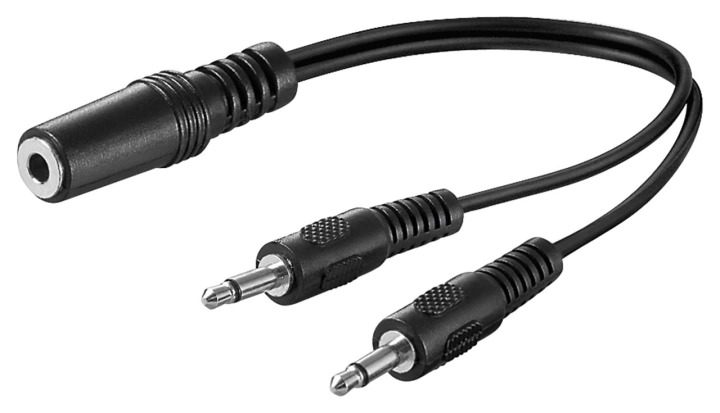 Pro MiniJack 3.5mm splitter (1F - 2M) - Mono - Black