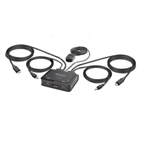 StarTech 2-Port USB-C KVM Switch 4K 60Hz DP 1.2m Cables
