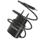 Kaksinkertainen USB-laturi Lightning-kaapelilla 12W, musta