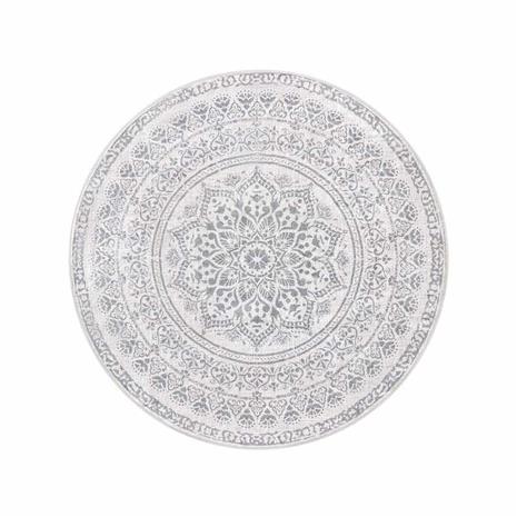 Pyöreä boho-tyylinen matto, 120 cm, harmaa