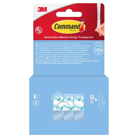 Command Kiinnityspalat S, läpinäkyvä, 225 grammaa, 8 kpl