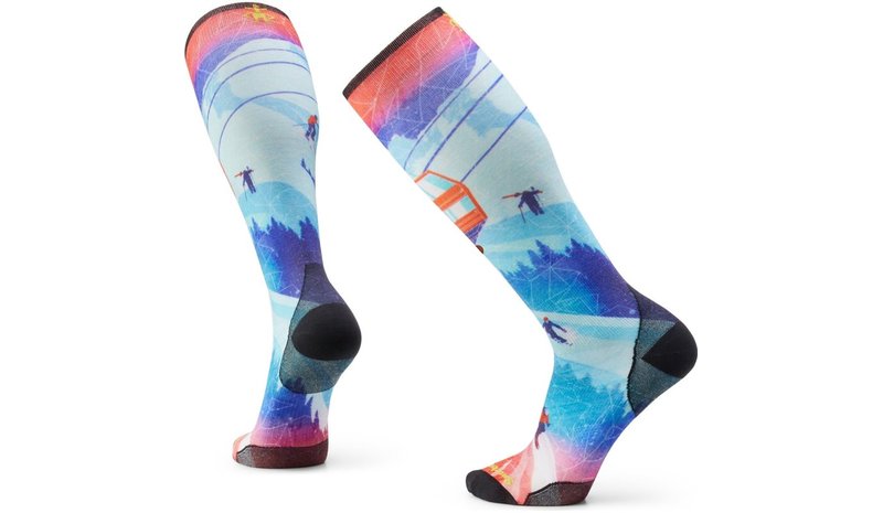 Smartwool Ski Zero Cushion Ski Day Print Otc Socks Laguna Blue - L – kuva 1/1