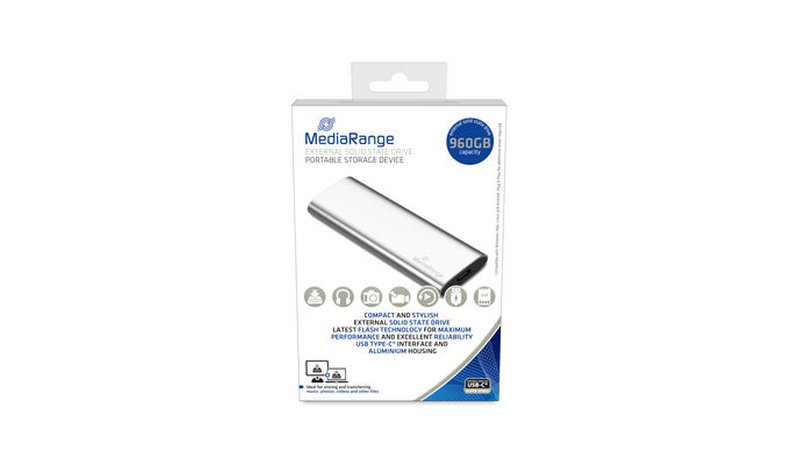 MediaRange MR1103 ulkoinen SSD 900 GB USB Type-C 3.2 Gen 2 (3.1 Gen 2) Hopea MR110
