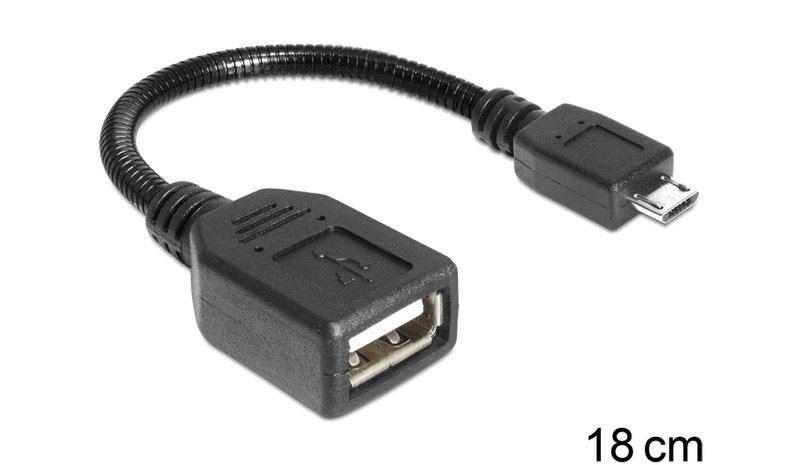DeLOCK USB micro-B - USB 2.0-A, 0.18m USB-kaapeli 0,18 m Micro-USB B USB A 0,48 Gbit/s Musta 83293 – kuva 1/2