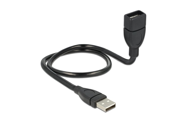 DeLOCK 50cm USB 2.0 USB-kaapeli 0,5 m USB A 0,48 Gbit/s Musta 83499 – kuva 1/2