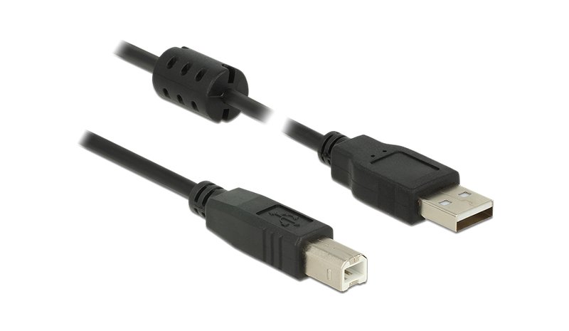 DeLOCK 5m, USB 2.0-A/USB 2.0-B USB-kaapeli USB A USB B 0,48 Gbit/s Musta 84899 – kuva 1/1