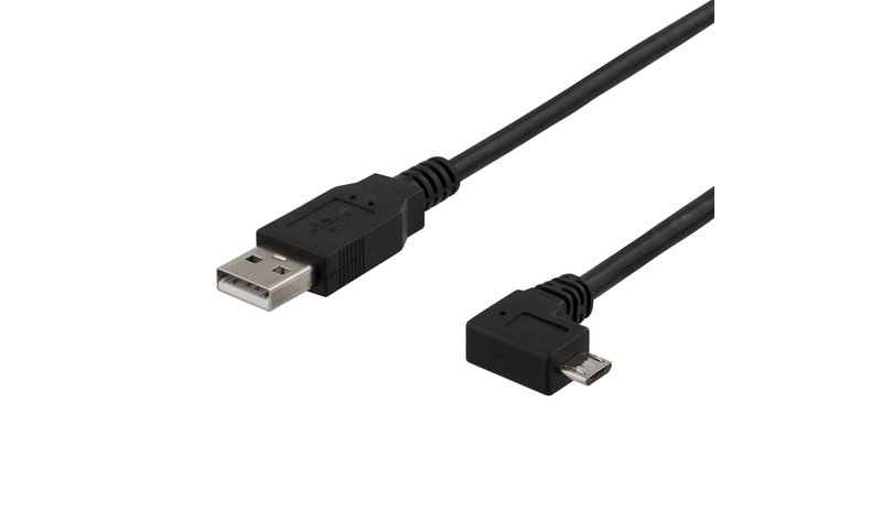 Deltaco USB-A to Micro USB, left-tilted, 2m, black USB-3 – kuva 1/2