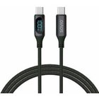Savio USB-C - USB-C cable with display CL-174 1 m black USB-kaapeli USB 3.2 Gen 1 (3.1 Gen 1) USB C Musta CL-17