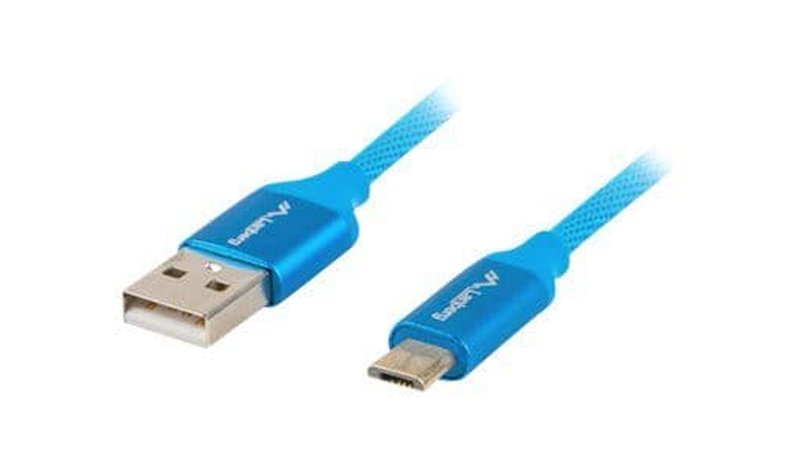 Lanberg CA-USBM-20CU-0010-BL USB-kaapeli USB 2.0 1 m Micro-USB A USB A 0,48 Gbit/s Sininen CA-US
