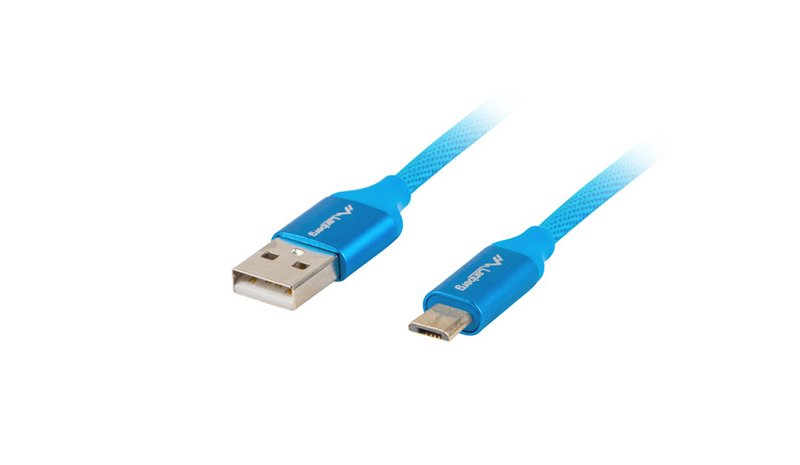 Lanberg CA-USBM-20CU-0010-BL USB-kaapeli USB 2.0 1 m Micro-USB A USB A 0,48 Gbit/s Sininen CA-US