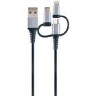 Schwaiger LKU 100 USB-kaapeli USB 2.0 1,5 m USB A Micro-USB B 0,48 Gbit/s Musta, Hopea LKU10
