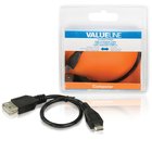Valueline VLCB60570B02 USB-kaapeli USB 2.0 0,2 m Micro-USB B USB A Musta VLCB6