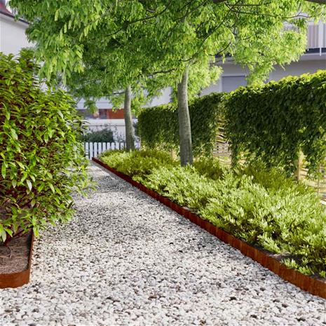 vidaXL Nurmikonreunukset 50 kpl 10x103 cm joustava Corten-teräs