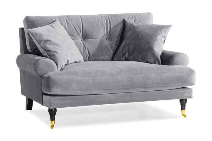 Loveseat Webber Sametti - Hopeanharmaa Messinki