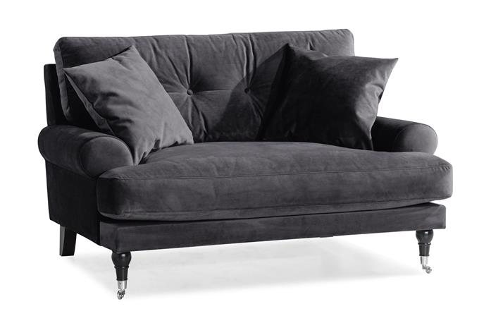 Loveseat Webber Sametti - Tummanharmaa Kromi – kuva 2/2
