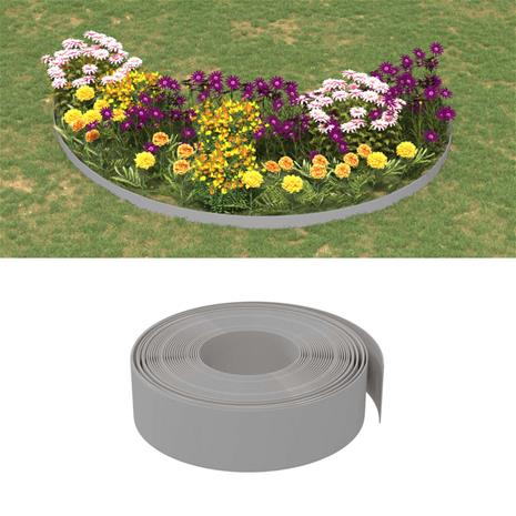 vidaXL Puutarhareunus harmaa 10 m 15 cm polyeteeni